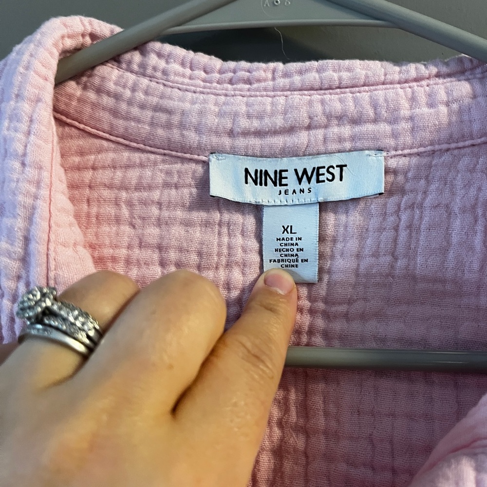 Cotton Gauze Nine West Pink XL button down - Picture 2 of 6